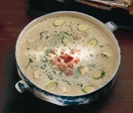 Bacon, Courgette and Cashel Blue Soup
