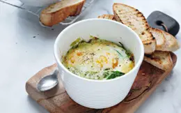 Baked Eggs with Creamy Spinach