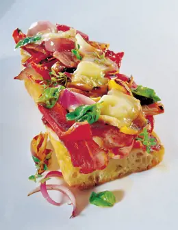 Bruschetta with Bacon and Melted Cheese