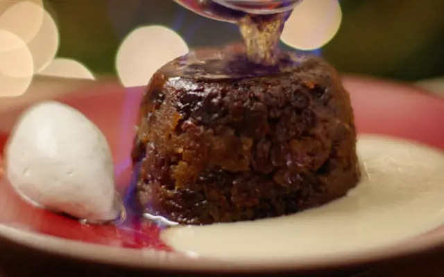 MacNean Plum Pudding with Almond Custard