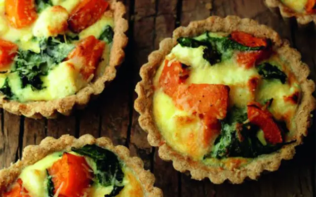 Roasted Squash, Spinach and Goats Cheese Tartlets