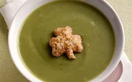 St Patrick’s Day Soup with Shamrock Shaped Cheese Croutons