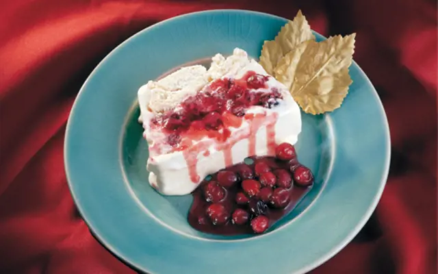 Terrine of Vanilla Ice-Cream with Meringue and Cranberry Sauce