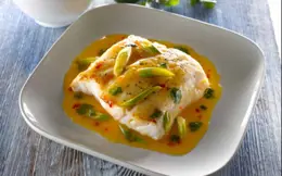 Asian Style Hake with Sweet Chilli, Scallion, Coriander and Lime Butter Sauce