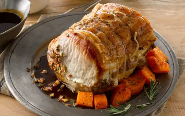 Loin of Pork with Fennel Seeds, Garlic and Roasted Butternut Squash