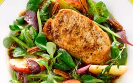 Pork Chops with Apple and Pecan Salad