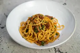 Mark’s Spaghetti with Bacon, Garlic, Chilli and Parsley