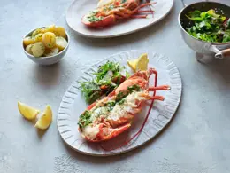 Grilled Lobster with Garlic, Lemon and Herb Butter