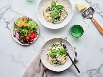 Organic Smoked Salmon and Spinach Risotto