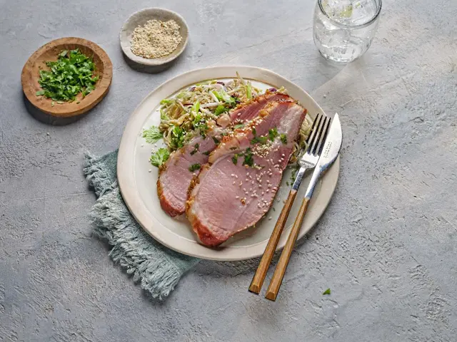 Loin of Bacon with Noodle Salad