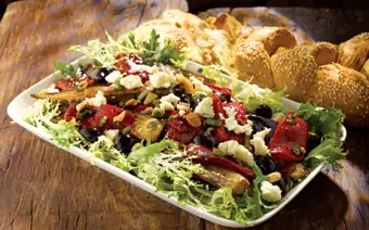 Organic Salad with Roasted Vegetables, Salad Leaves and Cheese