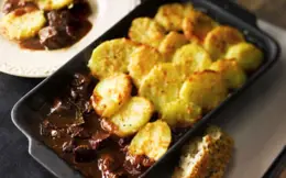 Beef Casserole with Sliced Potato Topping