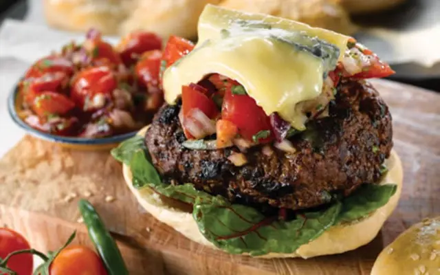 Delicious Burgers with Melted Cheese and Tomato Salsa