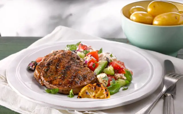 Everyday Barbecued Lamb with Salad & Dressing