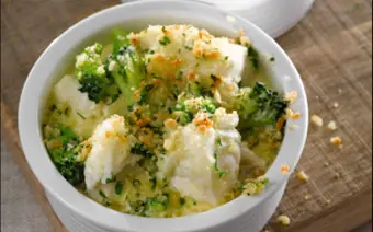 Hake, Broccoli and Cheddar Cheese Bake