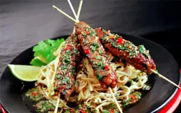 Pork Sticks with Noodle Salad