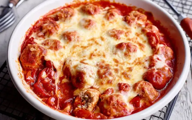 Cheesy Lamb Meatballs with Harissa