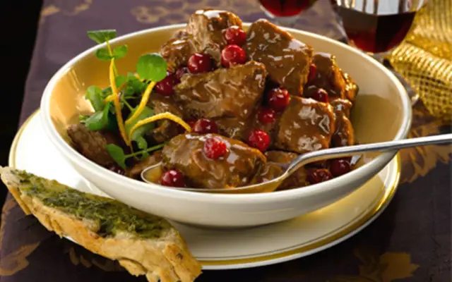 Lamb Casserole with Cranberries and Port