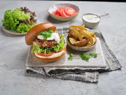 Pork Burgers with Blue Cheese Dressing